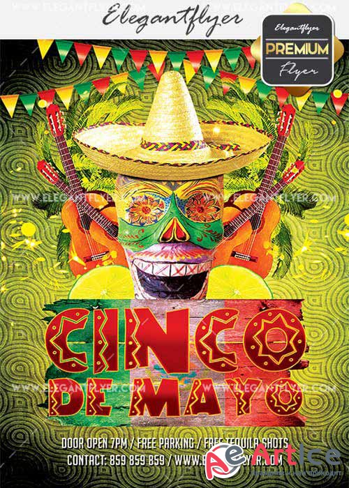 Cinco de Mayo Party V18 Flyer PSD Template + Facebook Cover
