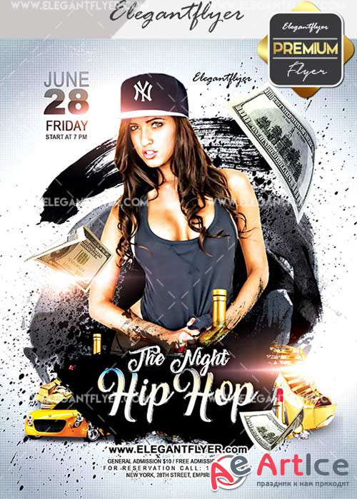 Night Hip Hop V15 Flyer PSD Template + Facebook Cover