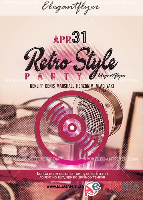 Retro style V23 Flyer PSD Template + Facebook Cover