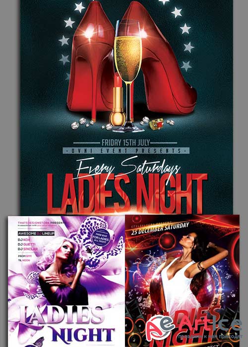 Ladies Night Flyer 3in1 V3 Flyer Template