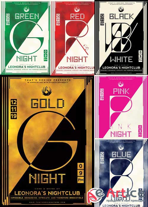 Color Themed Party Flyer 6in1 V1 Flyer Template
