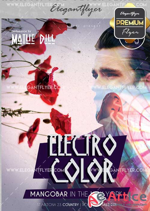 Electro Color v23 Flyer PSD Template + Facebook Cover