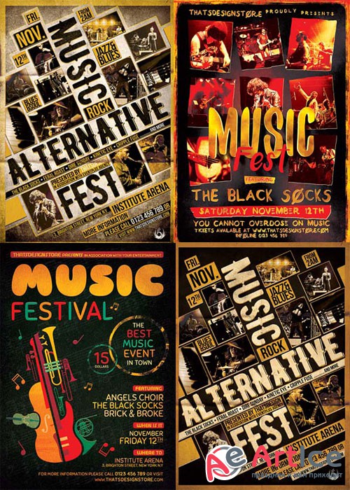 Music Festival 3in1 V5 Flyer Template