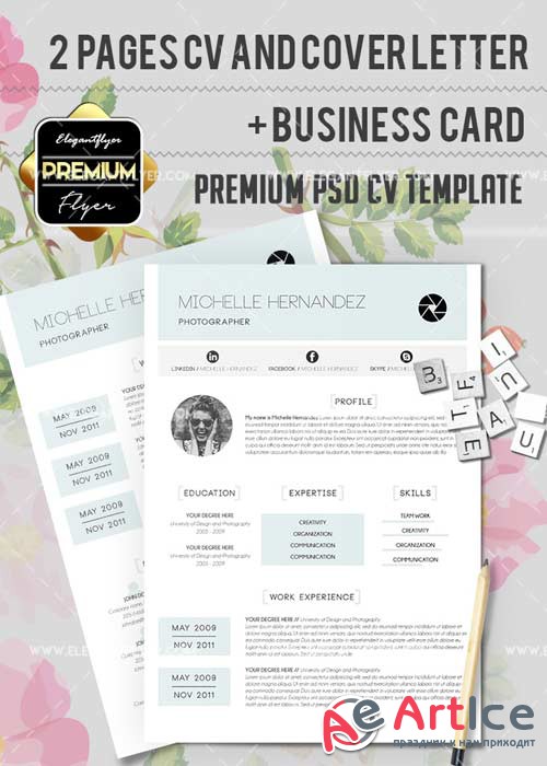 CV V45 Premium CV and Cover Letter PSD Template