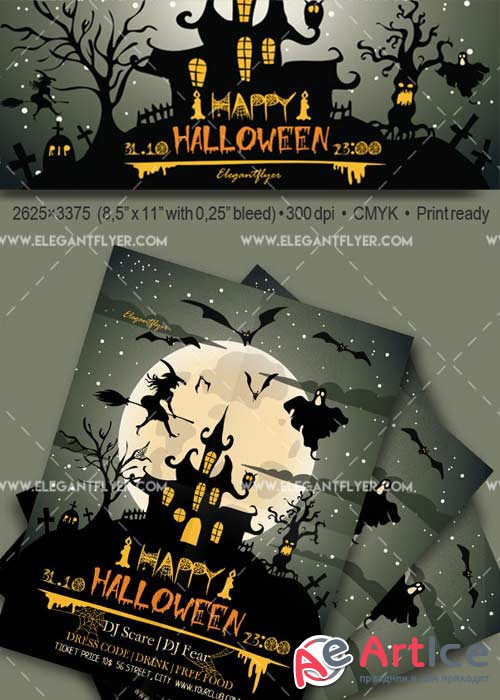 Happy Halloween 2017 V5 Flyer PSD Template + Facebook Cover