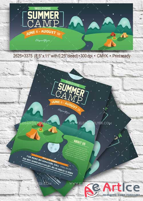 Summer Camp V1 2018 Flyer PSD Template + Facebook Cover