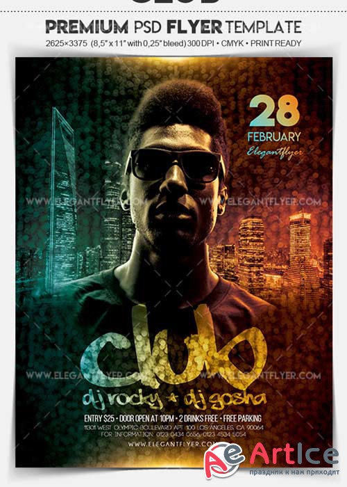 Club V1 2018 Flyer PSD Template + Facebook Cover