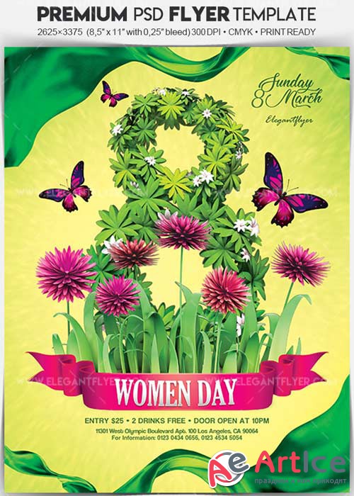 International Women Day V06 2018 Flyer PSD Template + Facebook Cover