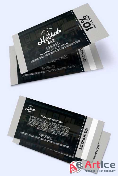 Hookah Bar V1 2018 Premium Gift Certificate PSD Template