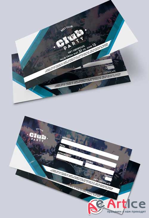 Club Party V4 2018 Gift Certificate PSD Template