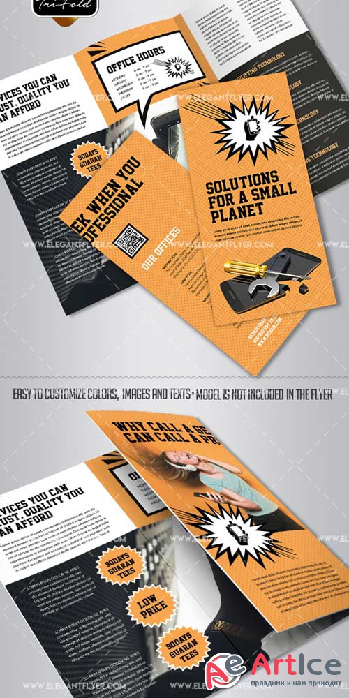Smartphone Repair V1 2018 PSD Tri-Fold PSD Brochure Template