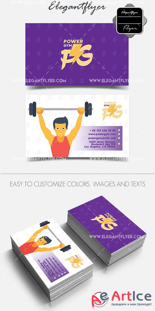 Power Gym V1 2018 Business Card Templates PSD