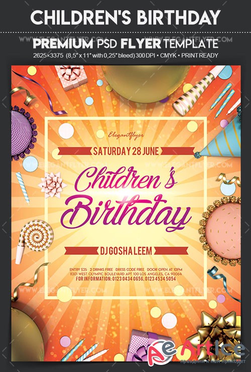 Childrens Birthday V2 2018 Flyer PSD Template