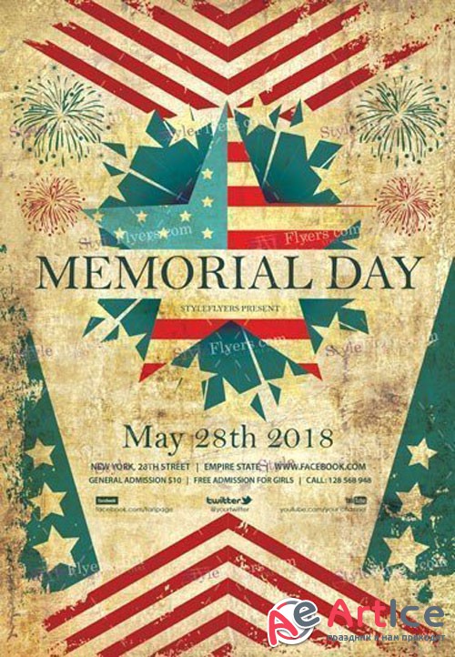 Memorial Day 2018 PSD V25 Flyer Template