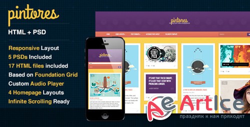 ThemeForest - Pintores v1.0 - Infinite Scrolling Board Template - 4393021