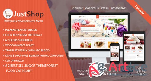 ThemeForest - Cake Bakery WordPress Theme - Justshop v8.2 - 4747148