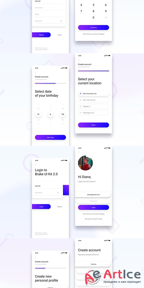 Brake UI Kit 2.0 - Signup & Login