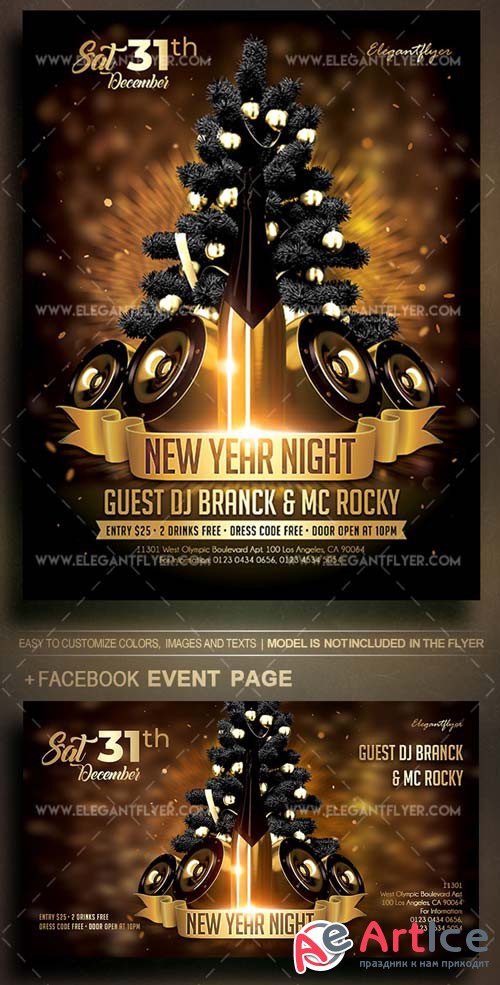 New Year Night V11 2018 Flyer PSD Template