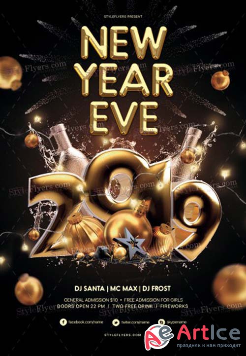 New Year Eve V80 2018 PSD Flyer Template