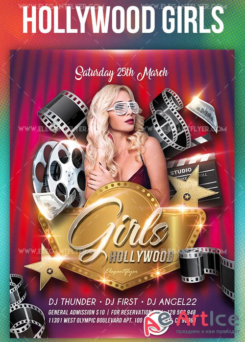 Hollywood Girls V1 2019 PSD Flyer Template + Facebook Cover + Instagram Post