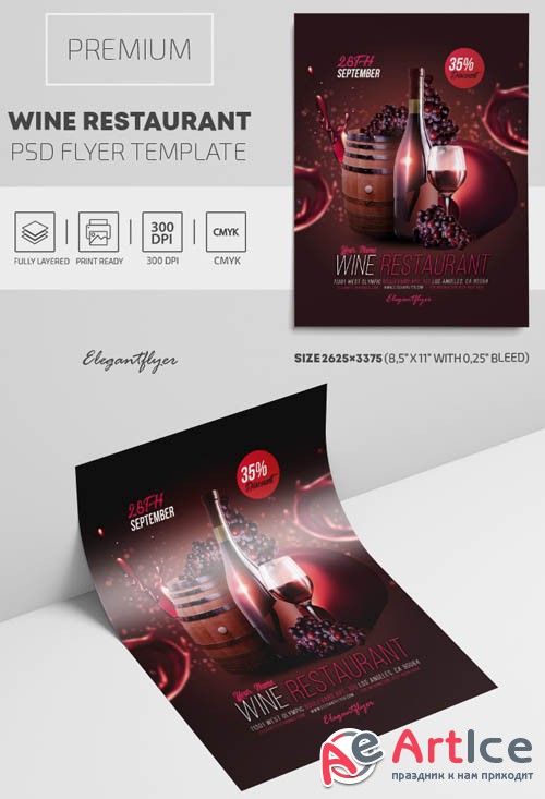 Wine Restaurant V1809 2019 PSD Flyer Template