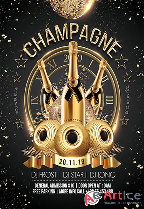 Champagne Night Party V2211 2019 Premium PSD Flyer Template